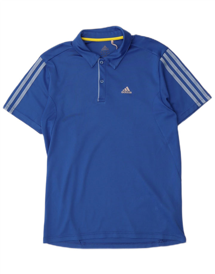 Polo Adidas Climalite da uomo piccola in poliestere blu