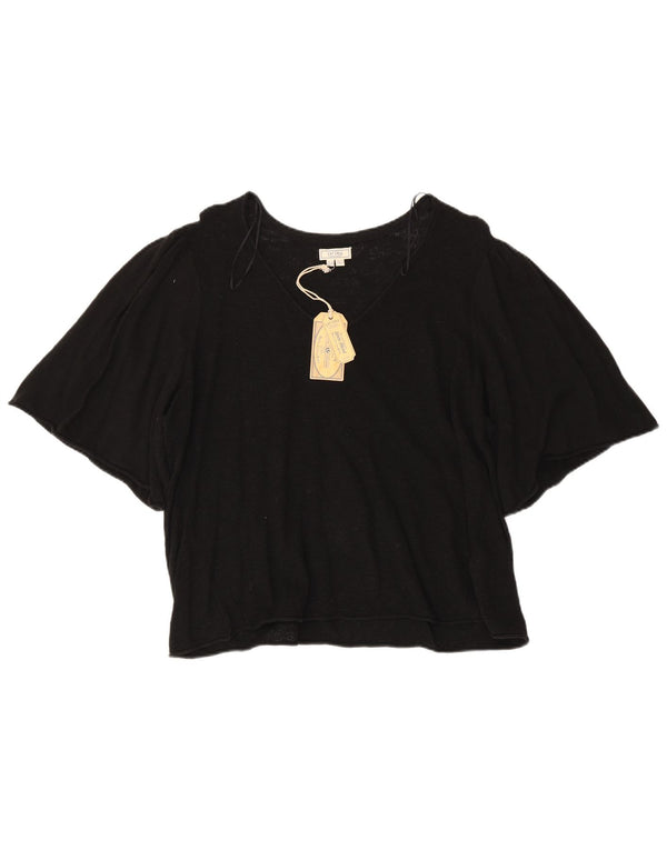 Fat Face Damen Bluse Top UK 18 XL Schwarz Baumwolle