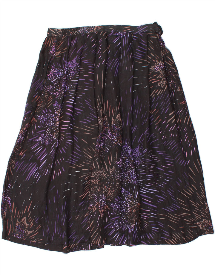 VINTAGE Womens A-Line Skirt W30 Medium Black Floral Vintage Vintage and Second-Hand Vintage from Messina Hembry 