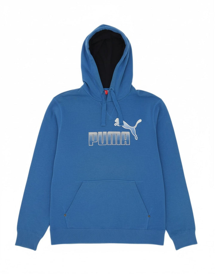 PUMA Mens Graphic Hoodie Jumper Medium Blue Vintage Puma and Second-Hand Puma from Messina Hembry 