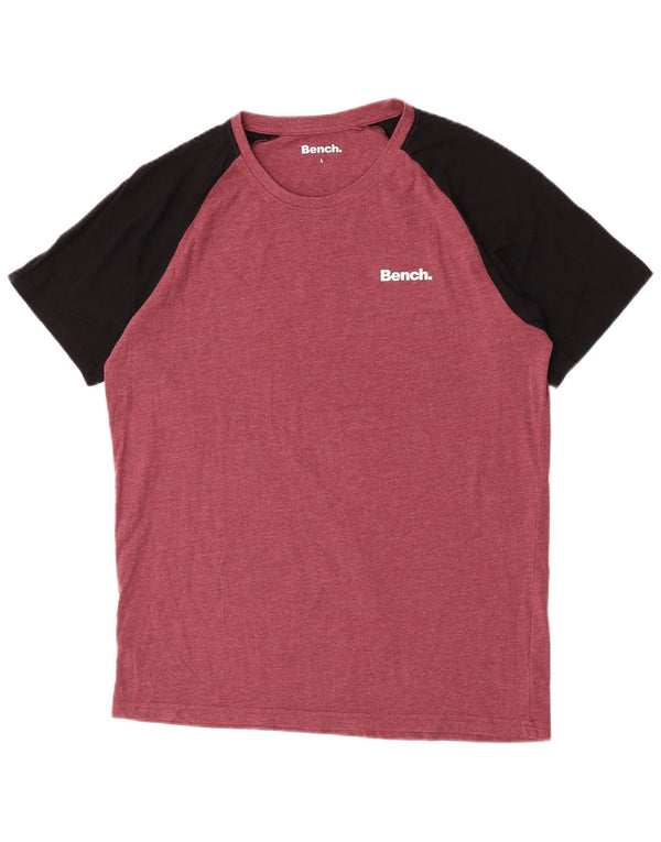 T-shirt regolare da uomo a maniche corte Bench, taglia grande, in cotone color block rosso