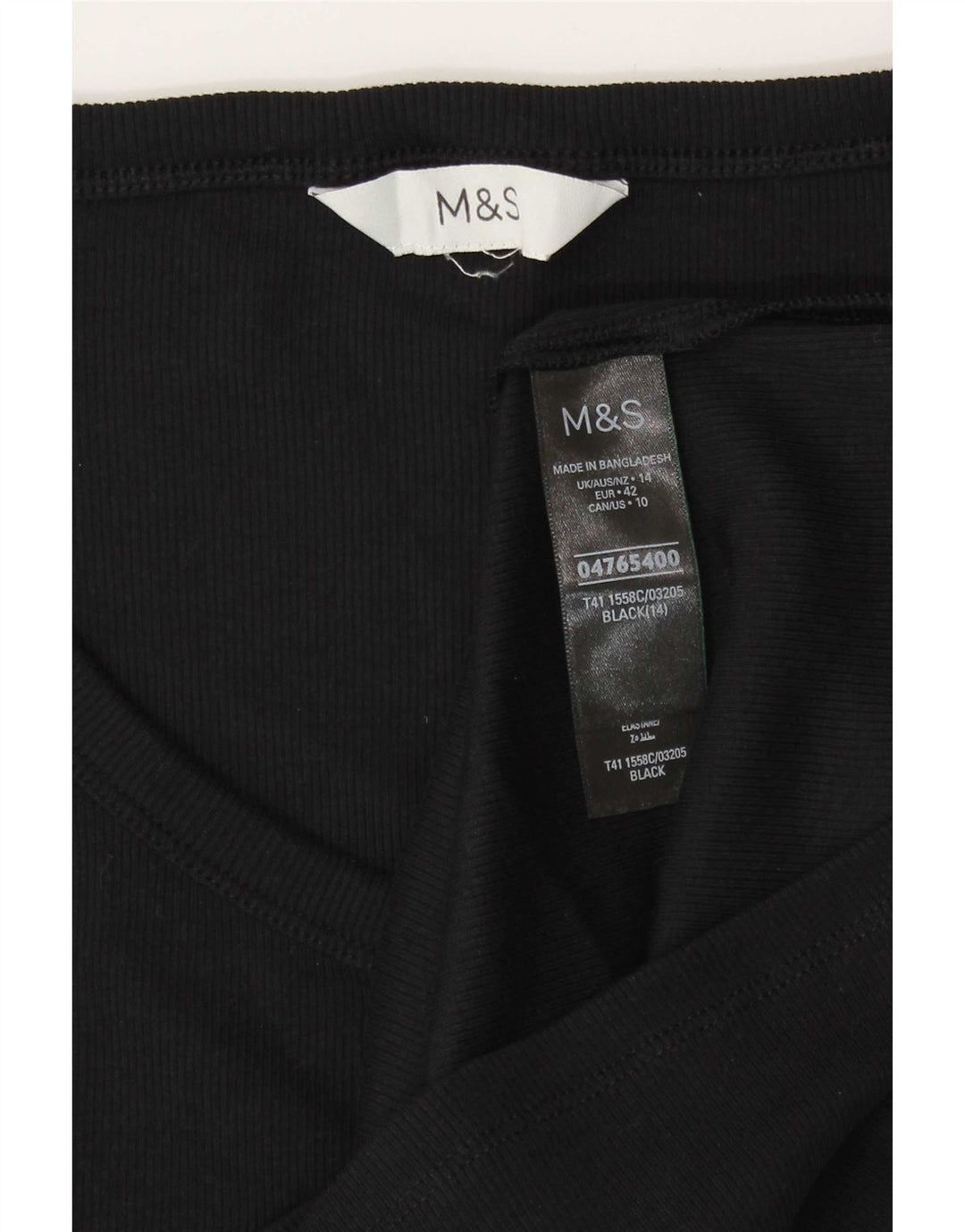 Marks & Spencer Womens T-Shirt Top UK 14 Medium Black Cotton