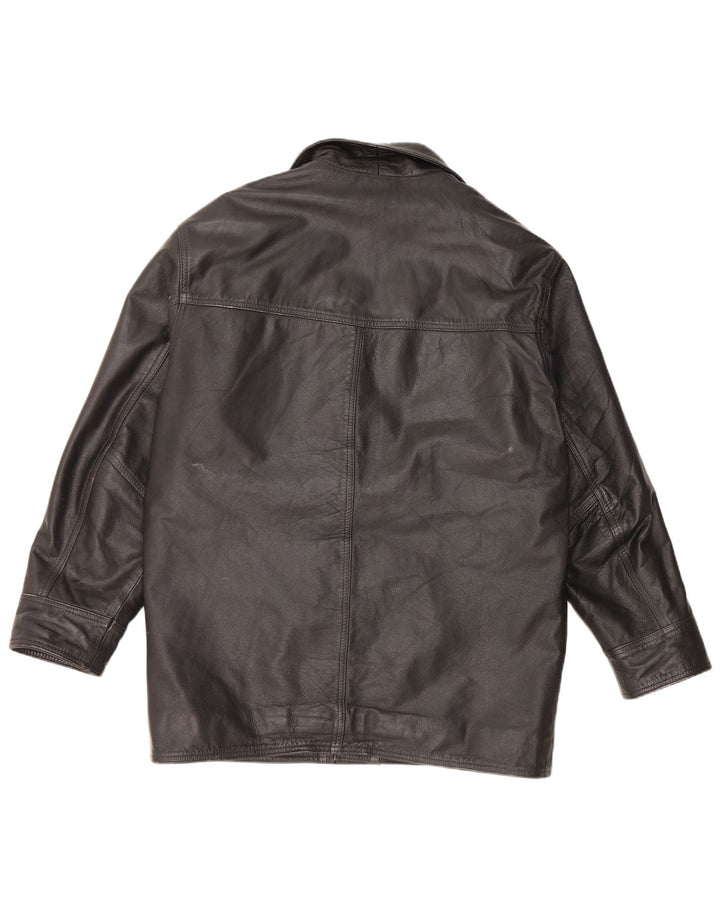 SHELTER BAY Mens Leather Jacket UK 38 Medium Black Leather