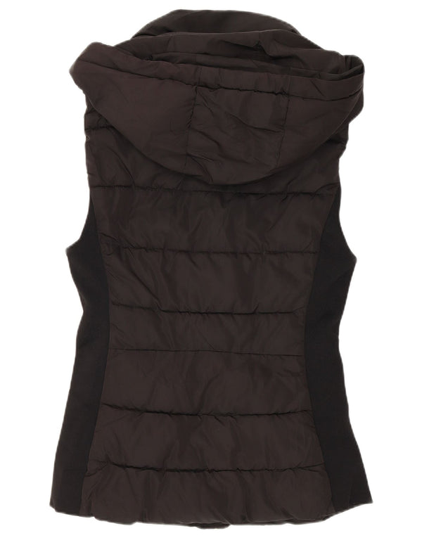 Zara Dame Hætte Polstret Gilet UK 10 Small Black Polyester