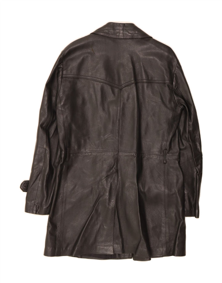 RAINBOW Womens Leather Coat IT 44 Medium Black Vintage Rainbow and Second-Hand Rainbow from Messina Hembry 