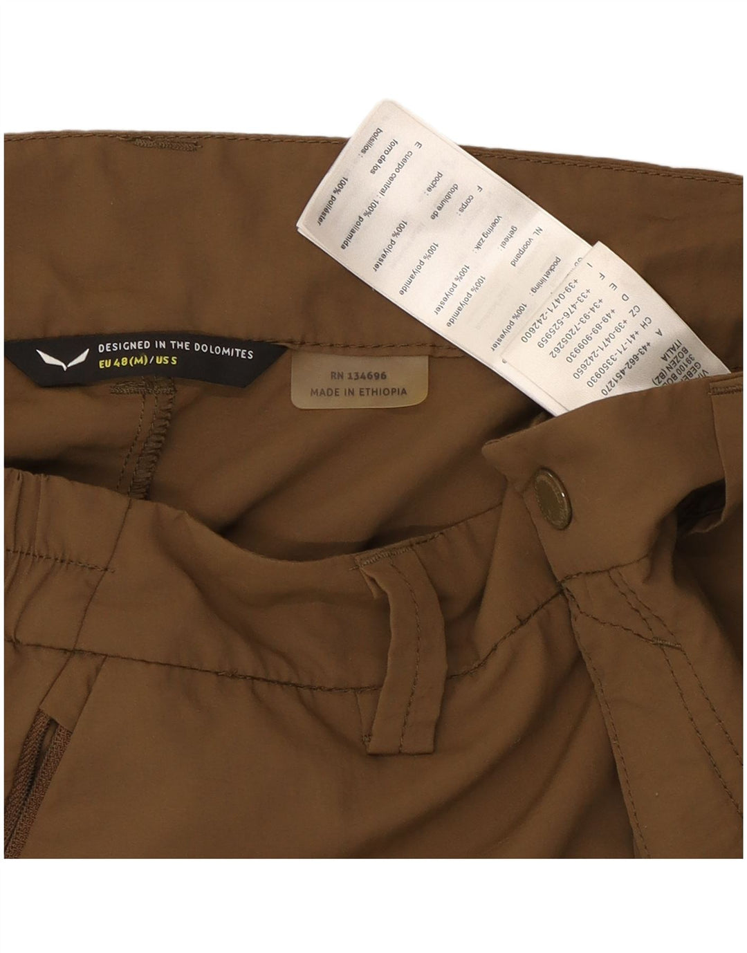 Vintage Mens Straight Chino Trousers Medium W32 L32 Brown Polyamide