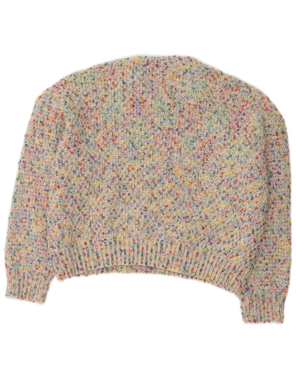 Dazy Womens Crop Crew Neck Jumper Sweater UK 14 Medium Multicoloured