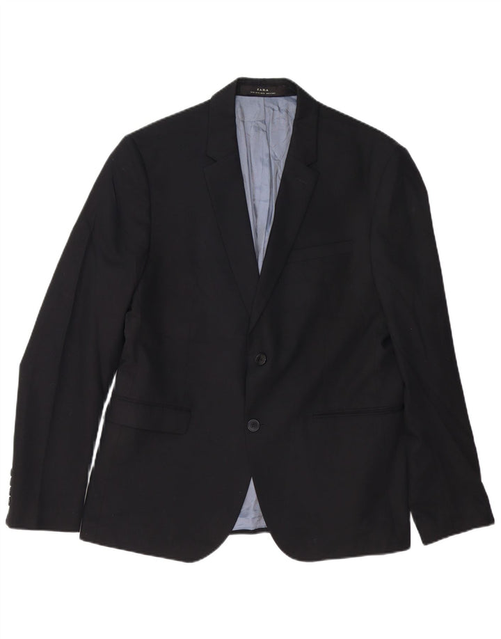 Zara Mens 2 Button Blazer Jacket EU 52 Large Black Viscose
