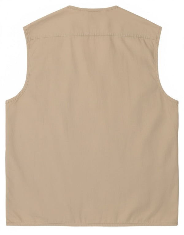 Vintage Mens Utility Gilet UK 42 XL Beige Cotton