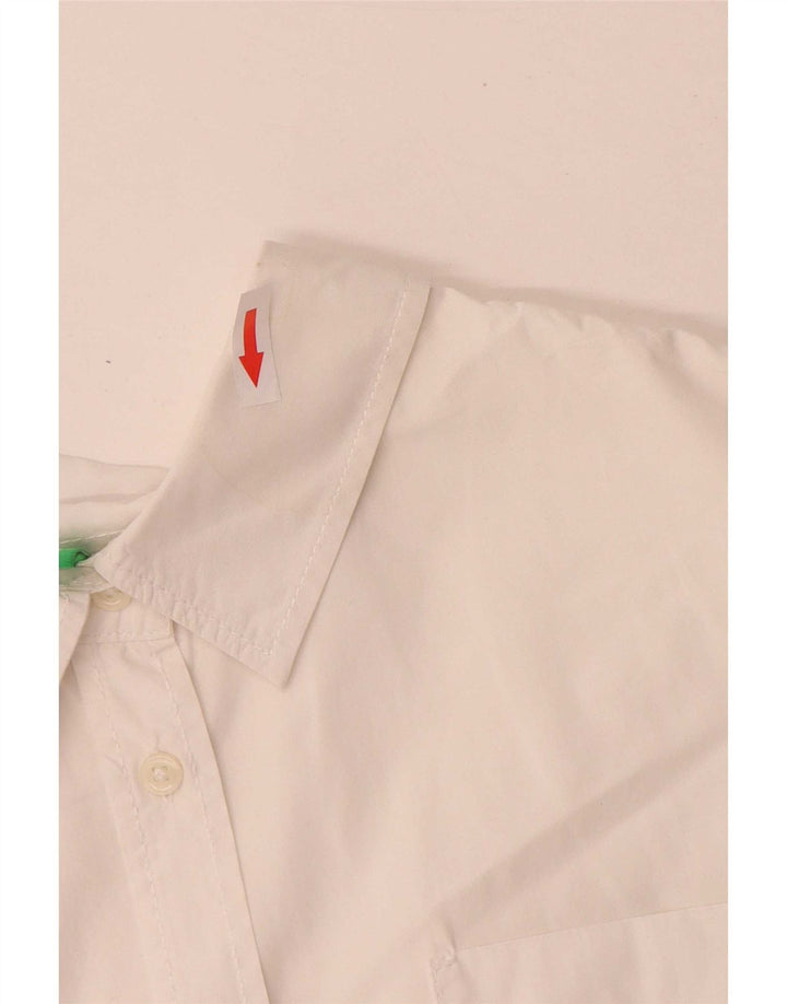 Benetton Womens Overshirt Shirt UK 14 Medium White Cotton