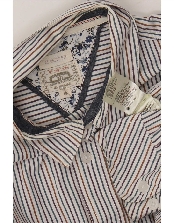 White Stuff Mens Classic Fit Shirt Small Multicoloured Pinstripe Cotton