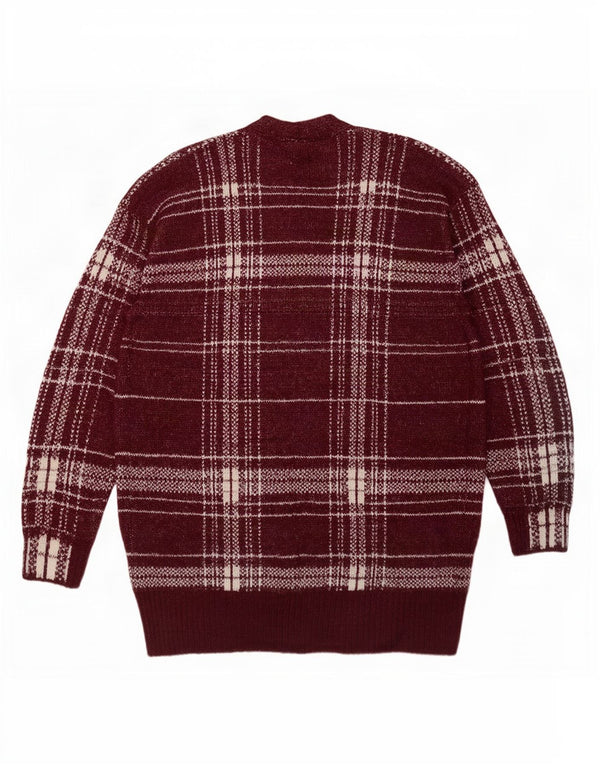 Marks & Spencer Dame Longline Cardigan Sweater UK 14 Medium Burgundy