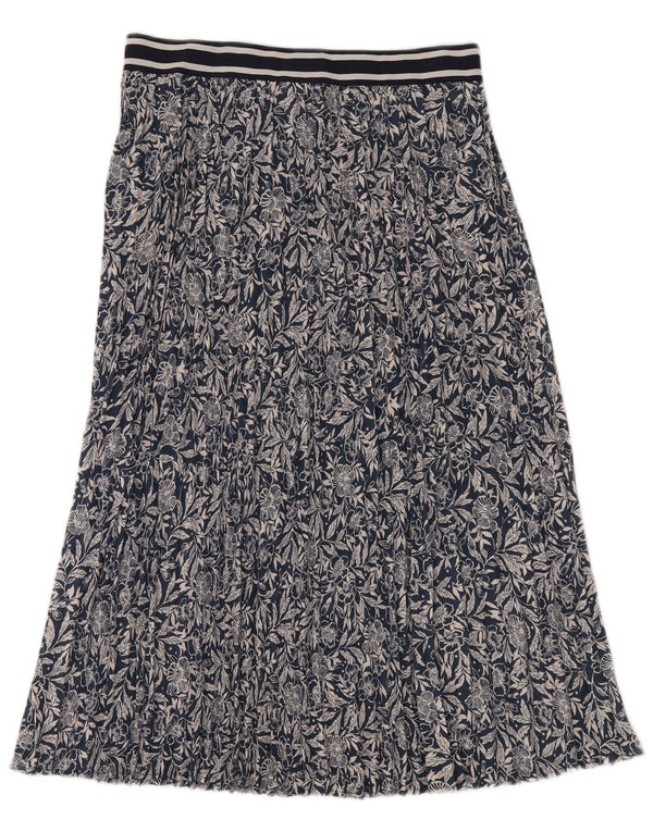 Joules plisseret nederdel til kvinder UK 14 Large W32 Navy Blue Floral Polyester