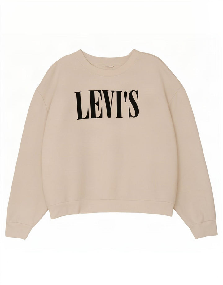 Levi's Donna Felpa oversize con grafica Maglione UK 16 Large Cotone bianco