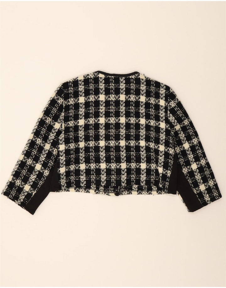 LAUREN ELEXANDRA Womens 3/4 Sleeve Bolero Jacket US 10 Large Black Check Vintage Lauren Elexandra and Second-Hand Lauren Elexandra from Messina Hembry 