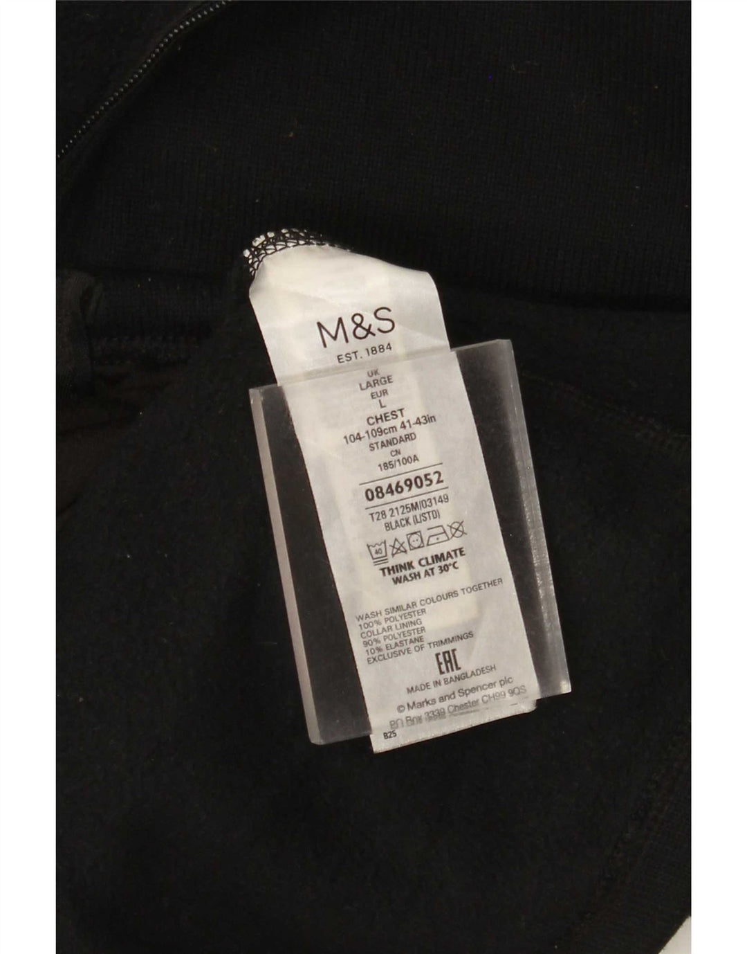 Marks & Spencer Mens Tracksuit Top Jacket Large Black Polyester