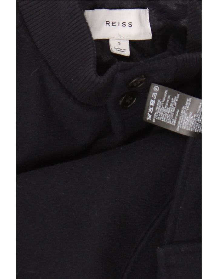 Reiss Mens Bomber Jacket UK 36 Small Navy Blue Wool