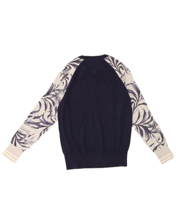 Tommy Hilfiger Boys Crew Neck Jumper Sweater 11-12 Years Navy Blue Floral