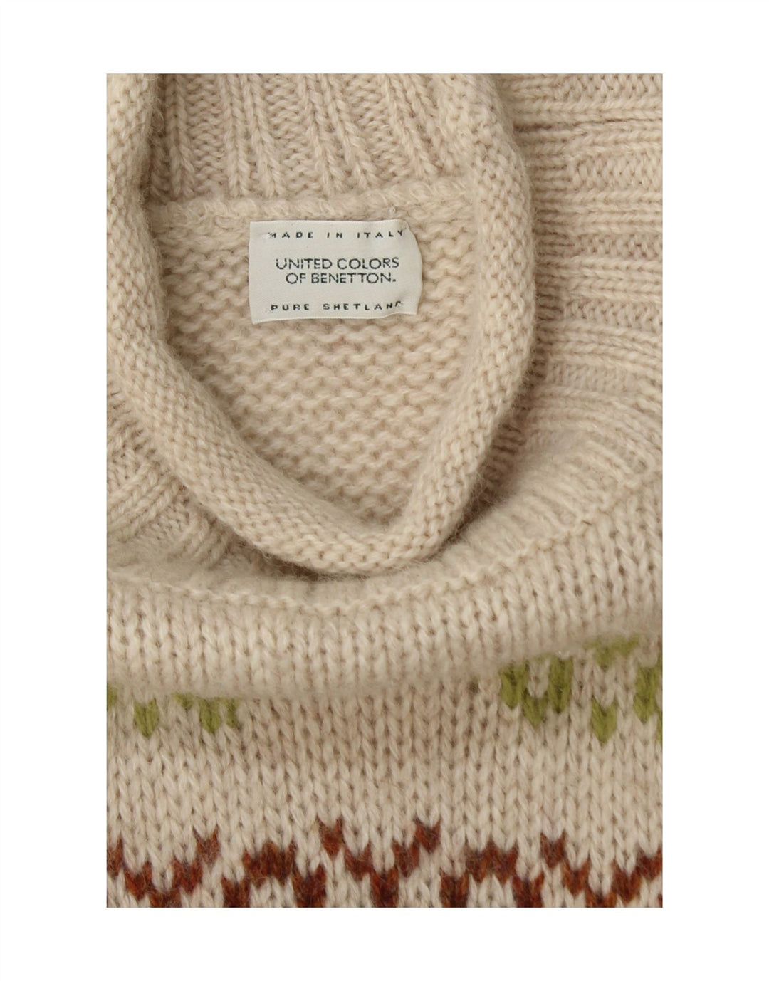 BENETTON Womens Turtle Neck Jumper Sweater UK 12 Medium Off White