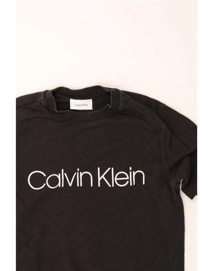 CALVIN KLEIN Mens Graphic Sweatshirt Jumper Small Grey Cotton Vintage Calvin Klein and Second-Hand Calvin Klein from Messina Hembry 