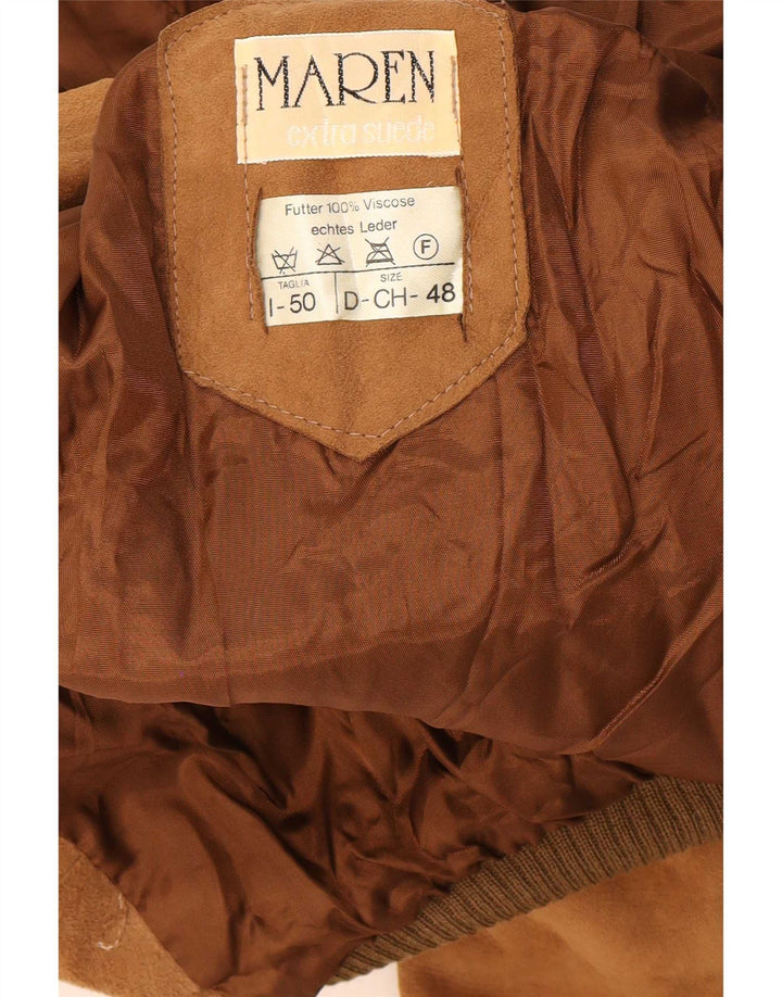 Giubbotto bomber da uomo in pelle scamosciata Maren IT 50 Large in pelle beige