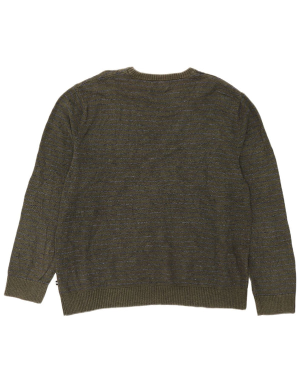 Nautica Herre Crew Neck Jumper Sweater 2XL Grøn nålestribet bomuld