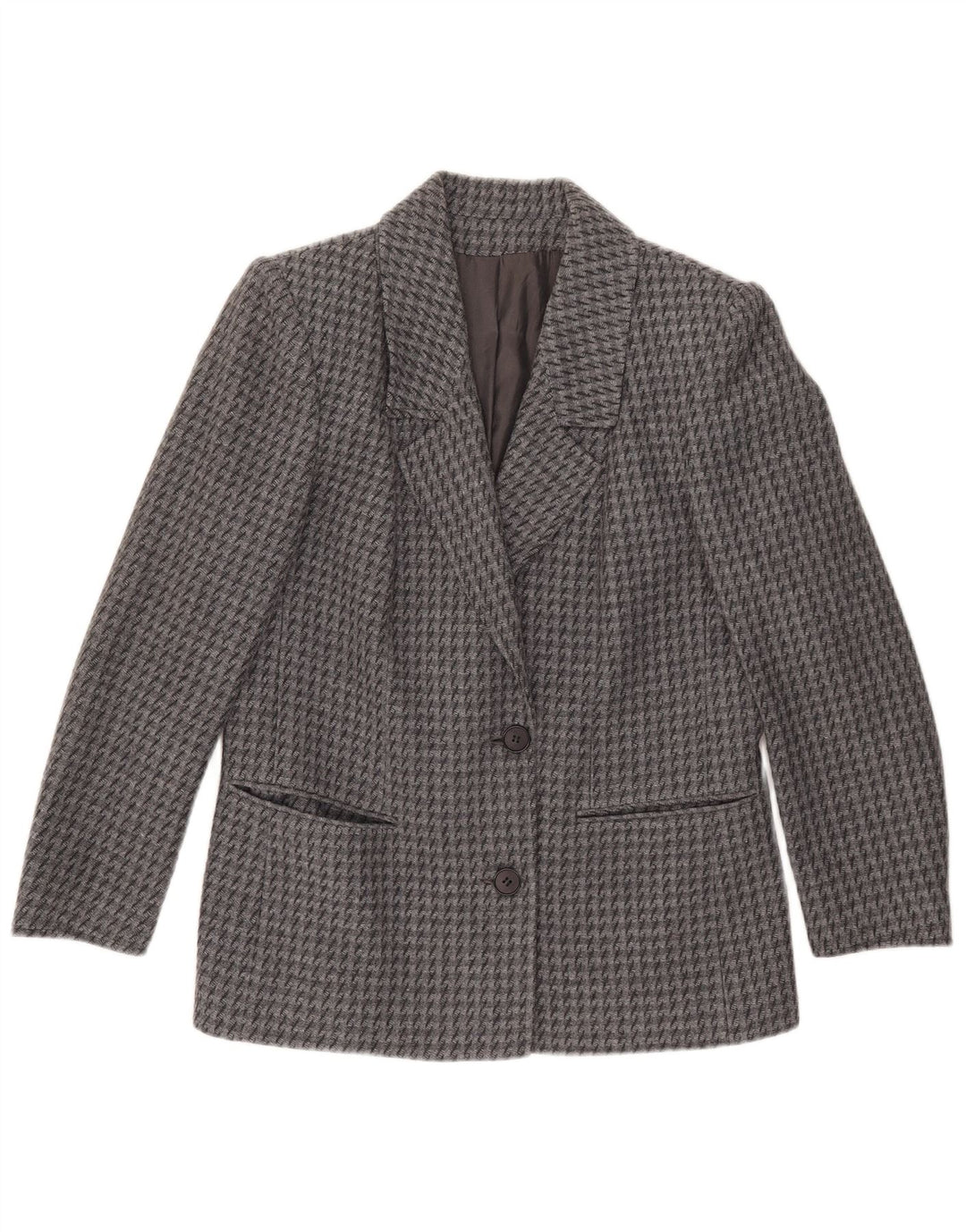 Jaqueta blazer feminina vintage com 2 botões IT 43 Houndstooth cinza médio