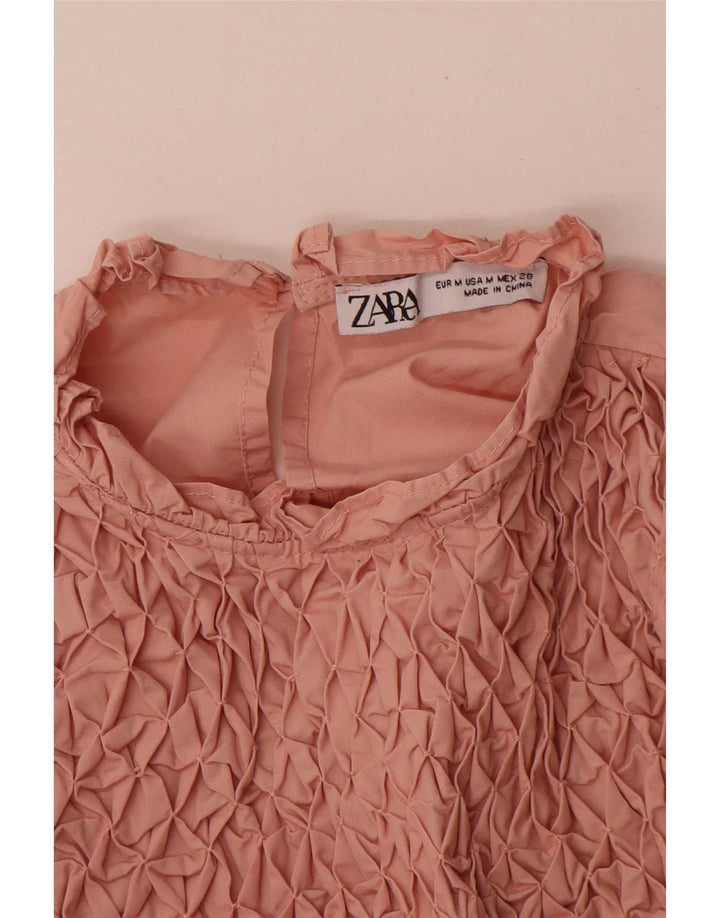 Zara Womens Long Sleeve Oversized Blouse Top UK 12 Medium Pink