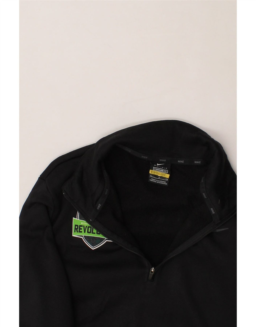 NIKE Mens Graphic Zip Neck Sweatshirt Jumper Small Black Polyester Vintage Nike and Second-Hand Nike from Messina Hembry 