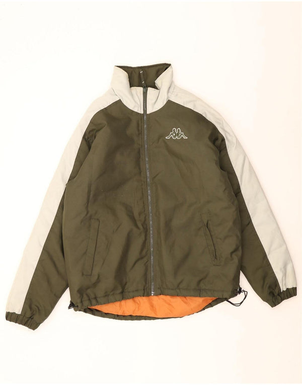Kappa Mens Padded Jacket UK 38 Medium Khaki Colourblock Polyester