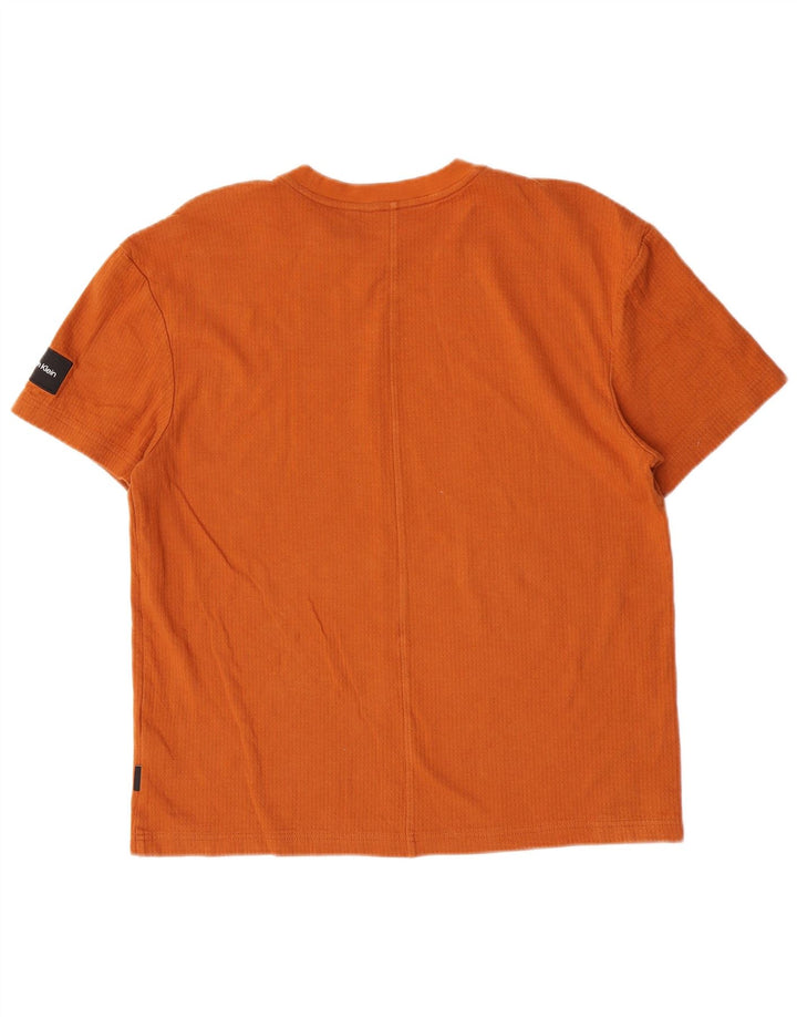 Calvin Klein Mens T-Shirt Top Medium Orange Cotton