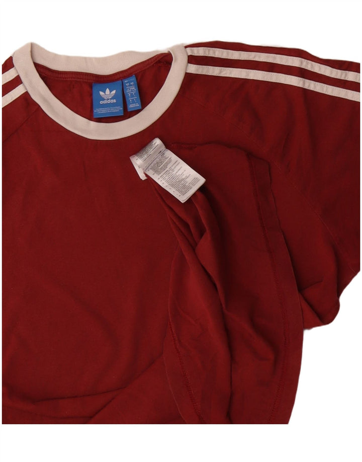 Adidas Mens T-Shirt Top Large Burgundy Cotton
