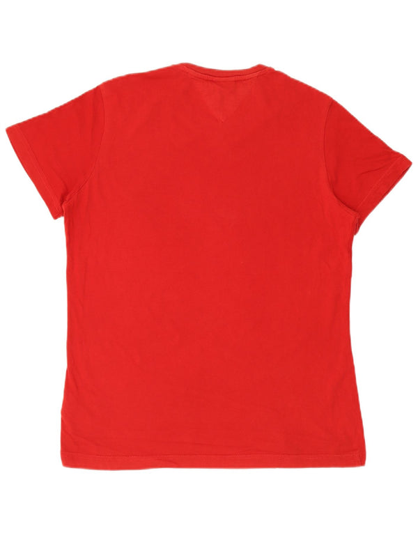 T-shirt grafica da donna Tommy Hilfiger Top UK 12 cotone rosso medio