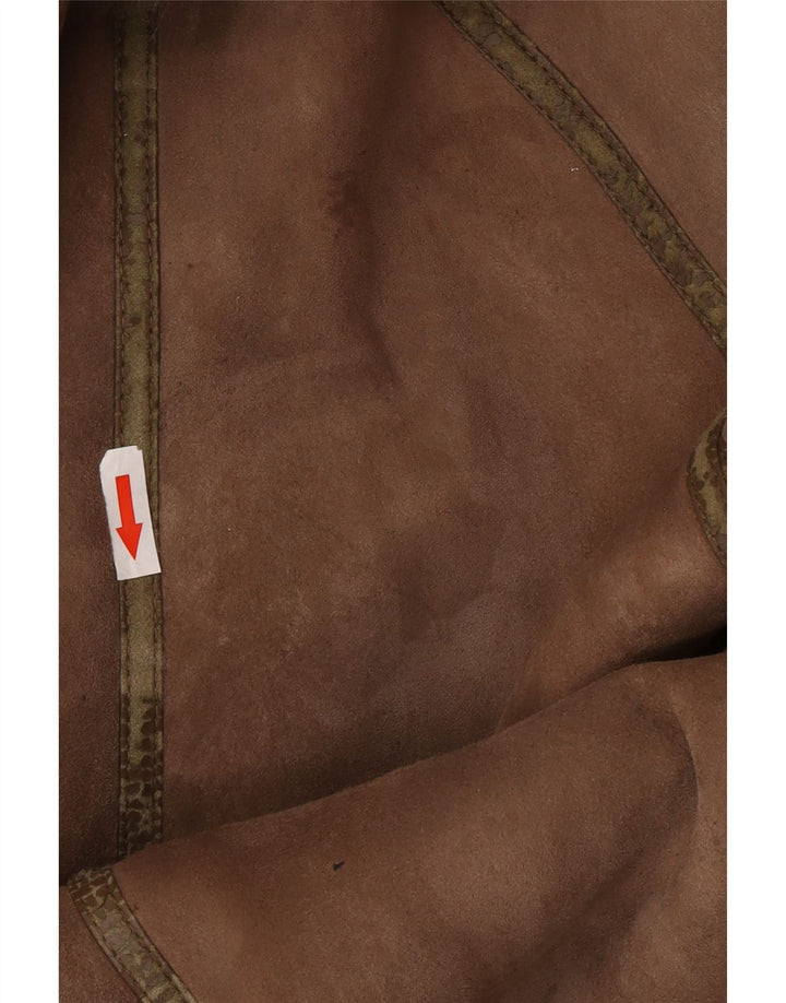 Vintage Womens Oversized Shearling Coat IT 44 Medium Brown Shearling