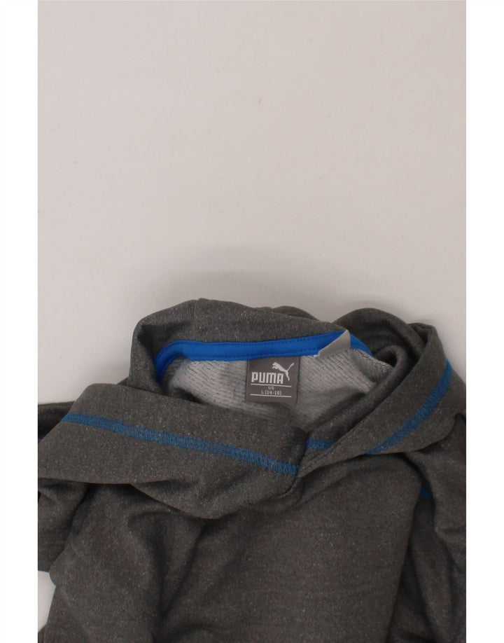 PUMA Boys Hoodie Jumper 12-13 Years Large Grey Polyester Vintage Puma and Second-Hand Puma from Messina Hembry 