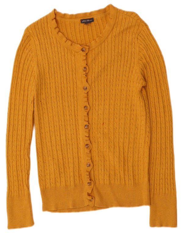 Eddie Bauer Damen-Cardigan-Pullover UK 10 Small Gelbe Baumwolle