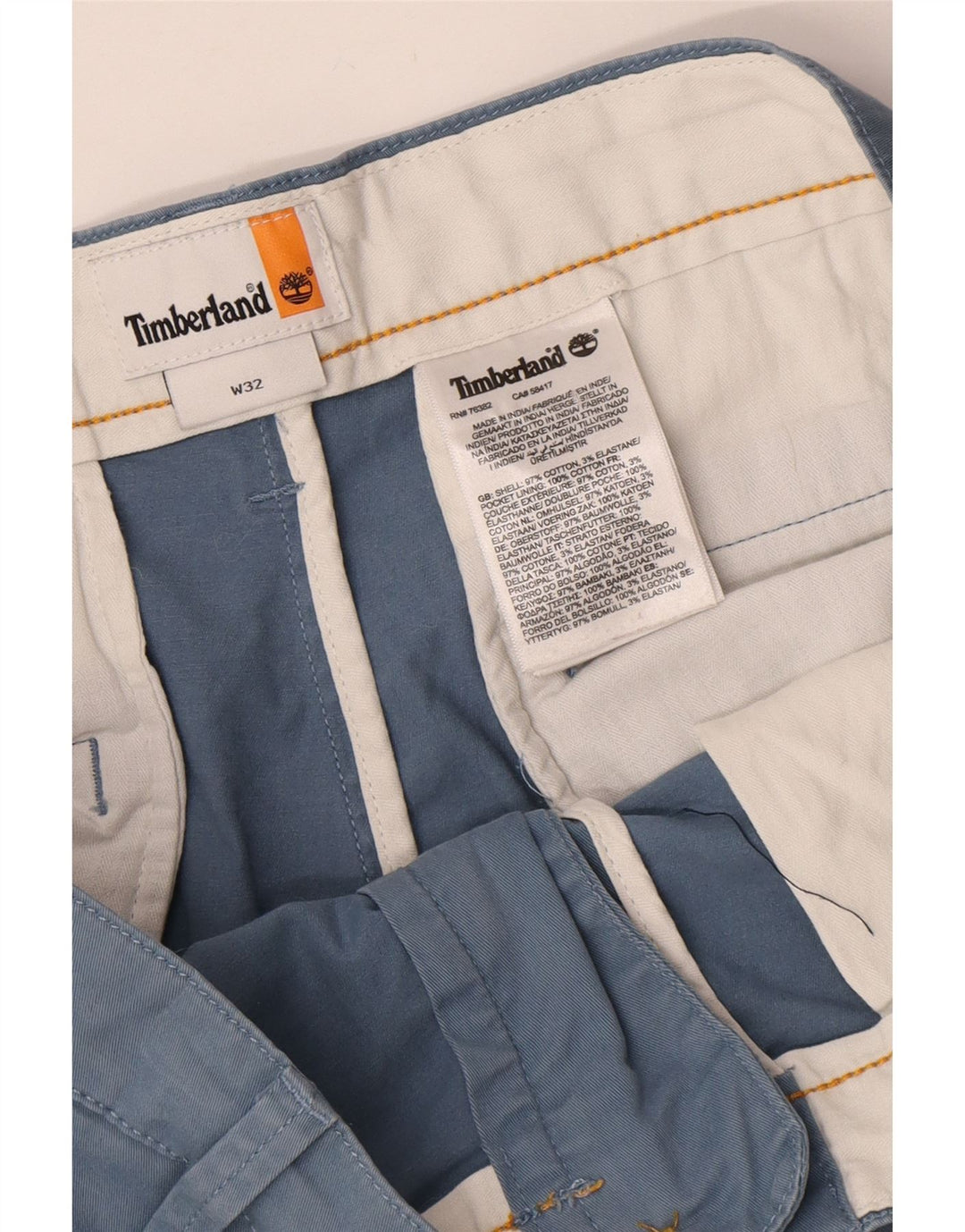 Timberland Mens Chino Shorts W32 Medium Blue Cotton