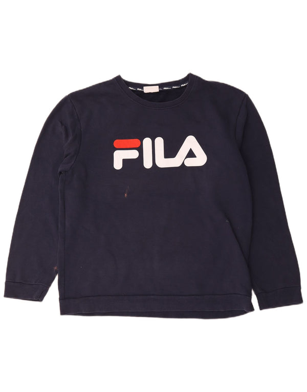 Fila Womens Graphic Sweatshirt Jumper UK 18 XL Navy Blue Cotton