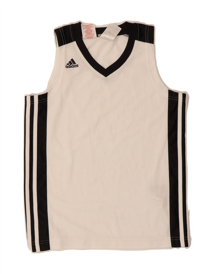 ADIDAS Boys Clima 365 Vest Top 9-10 Years White Colourblock Polyester Vintage Adidas and Second-Hand Adidas from Messina Hembry 