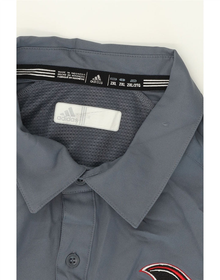 ADIDAS Mens Short Sleeve Shirt 2XL Grey Polyester Vintage Adidas and Second-Hand Adidas from Messina Hembry 