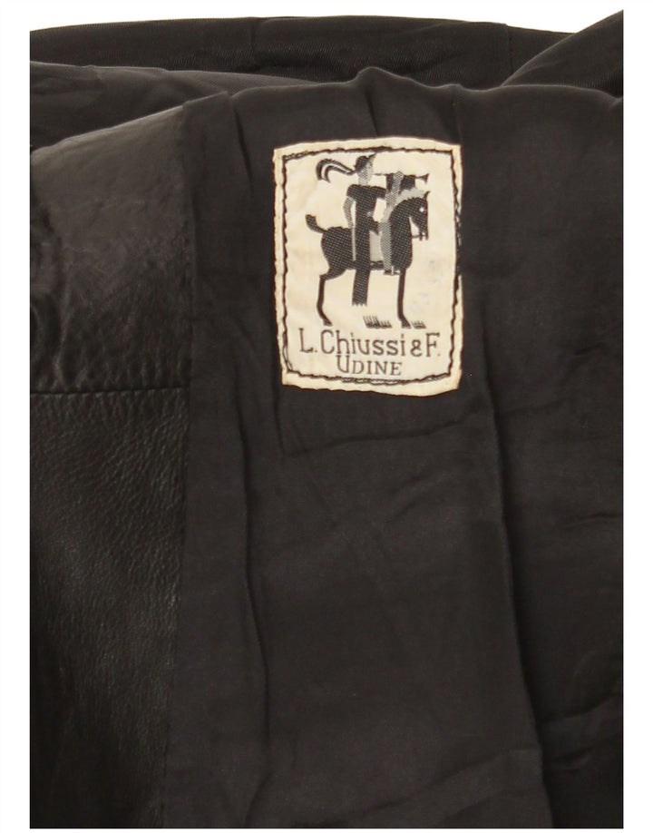 Vintage Womens Leather Coat UK 10 Small Black