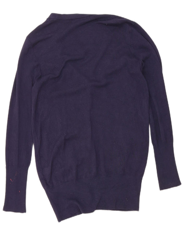 Maglione cardigan da donna Zara UK 16 grande rayon blu navy