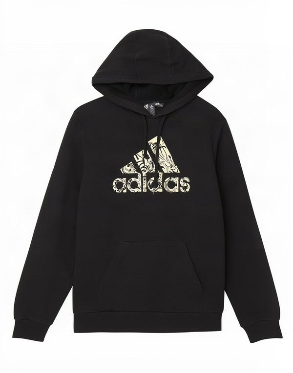 Adidas Womens Graphic Hoodie Jumper UK 14 Medium Black Cotton
