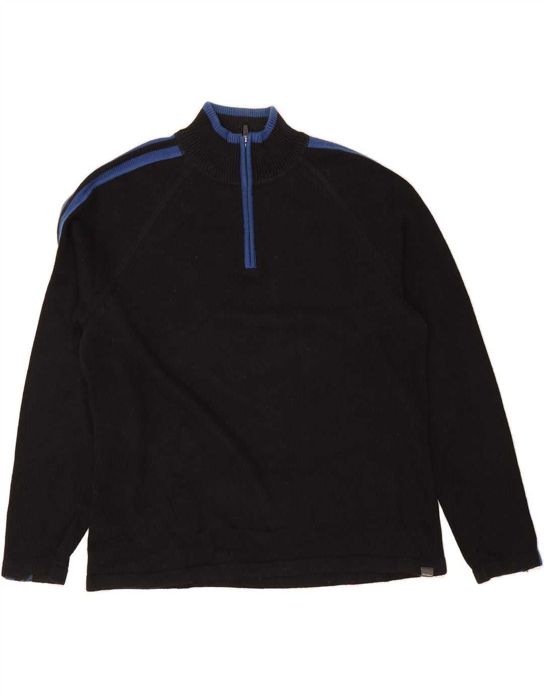 EDDIE BAUER Mens Zip Neck Jumper Sweater Large Black Cotton Vintage Eddie Bauer and Second-Hand Eddie Bauer from Messina Hembry 