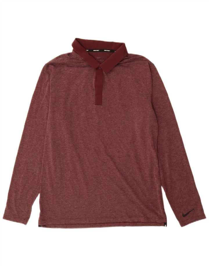 Nike Polo de golf à manches longues pour homme en polyester bordeaux moyen