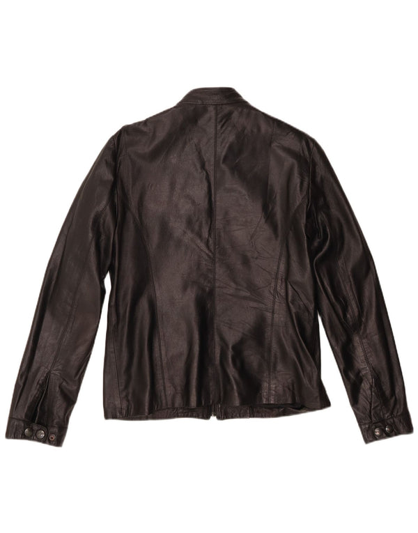 Giacca in pelle da donna vintage IT 46 grande in pelle nera