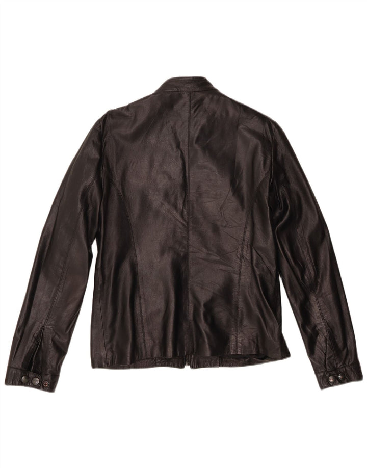 Giacca in pelle da donna vintage IT 46 grande in pelle nera