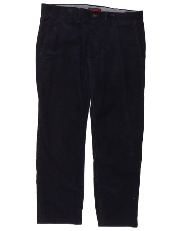 Calça masculina de veludo cotelê Marks & Spencer Blue Harbor reta W38 L31 marinho