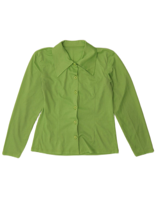 Bluză cămașă vintage pentru femei UK 12 verde mediu