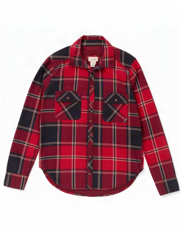 Abercrombie & Fitch Womens Shirt UK 10 Small Red Plaid Cotton